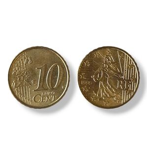 🤔RARE🤔 FRANCE 10 Euro Cent Coin From 1999 Nordic Gold KM# 1285